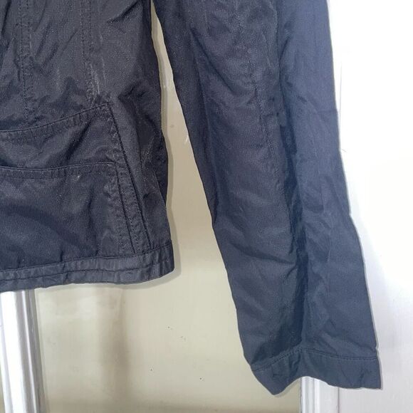 Tahari women’s black long sleeve motorcycle jacket front button collarless - Picture 5 of 12